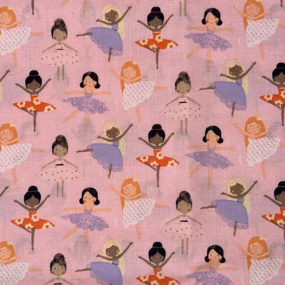 Little Ballerinas on Pink Cotton Fabric - 1/2 Yard - Novelty Print - Tutu Ballet - Picture 2 of 7